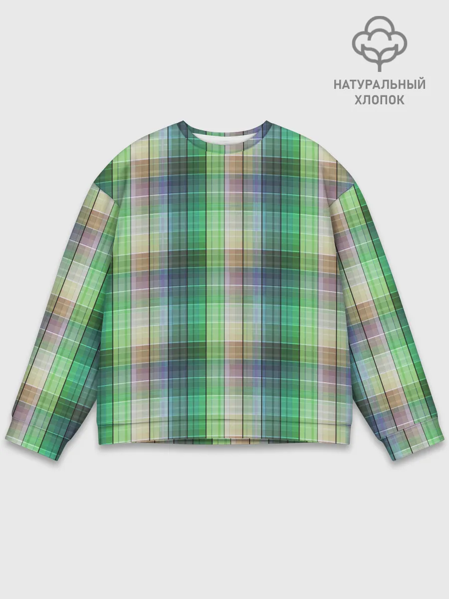 Мужской свитшот базовый / Зеленый клетчатый узор