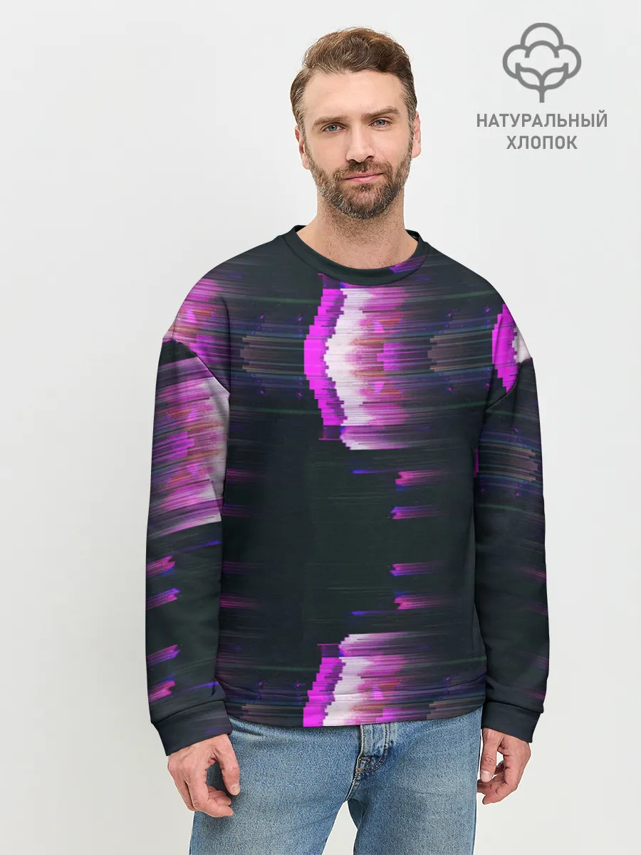 Мужской свитшот базовый / Розовый глитч