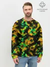 Мужской свитшот базовый / Абстрактный желто-зеленый узор
