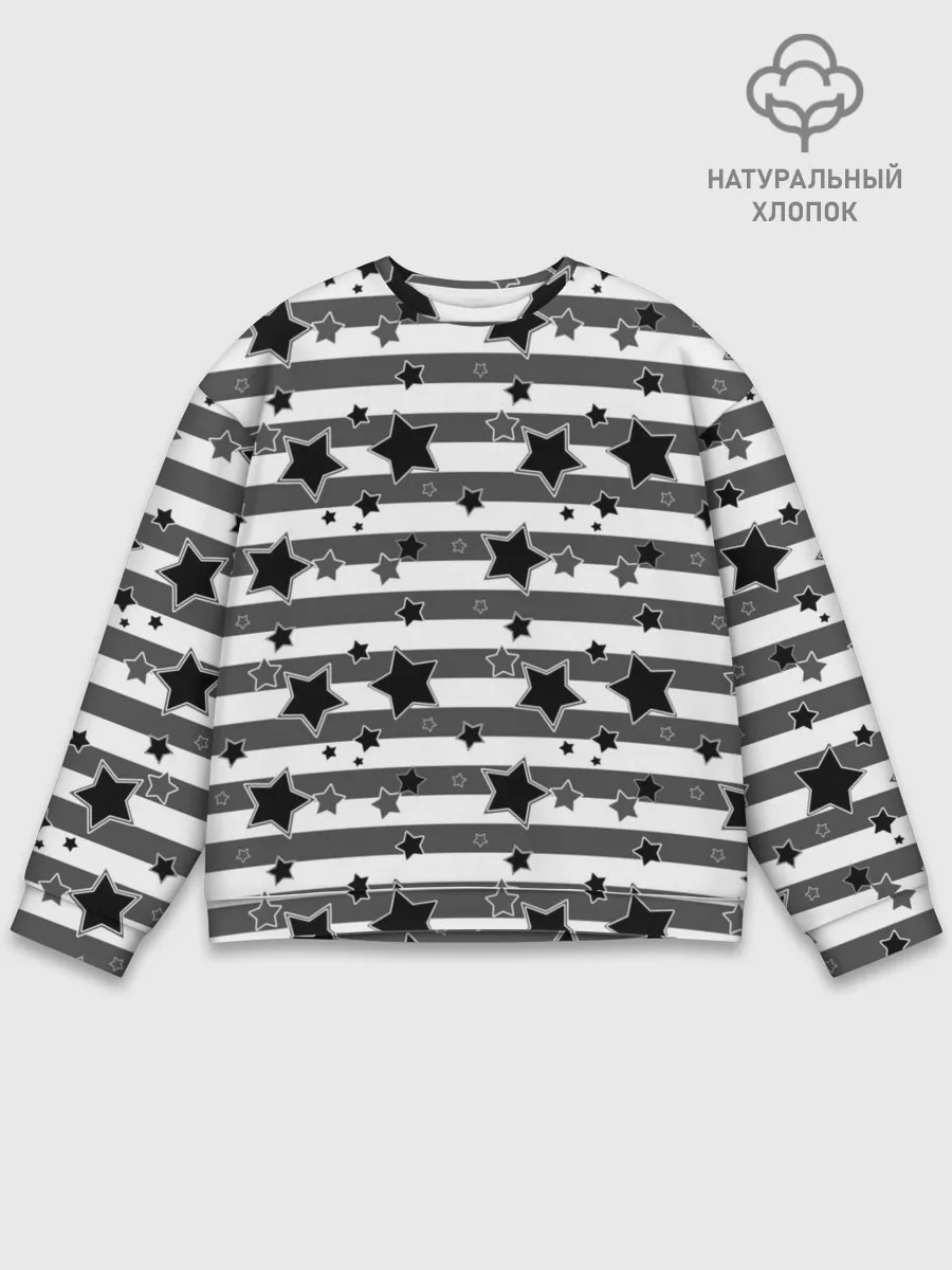 Мужской свитшот базовый / Черно-белый полосатый узор