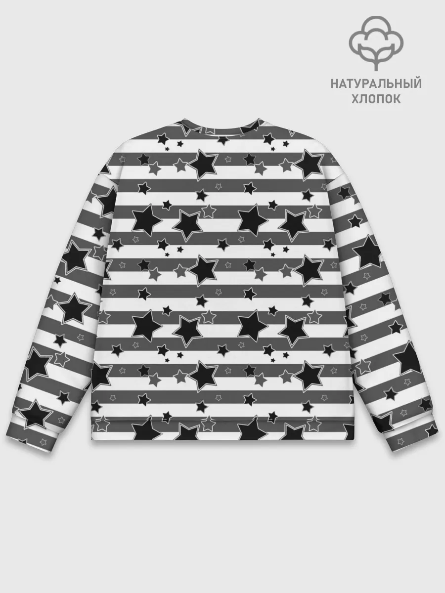 Мужской свитшот базовый / Черно-белый полосатый узор