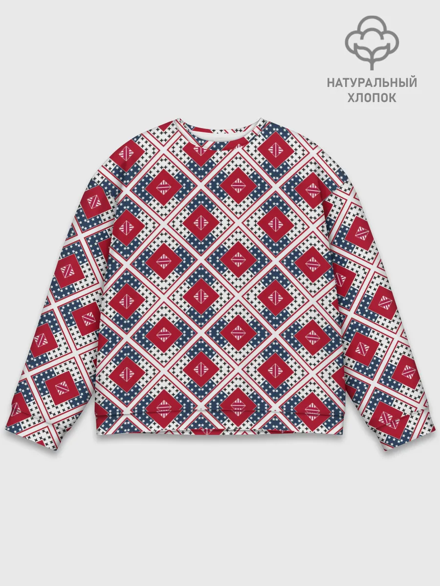 Мужской свитшот базовый / Красно-синий плед -клетка