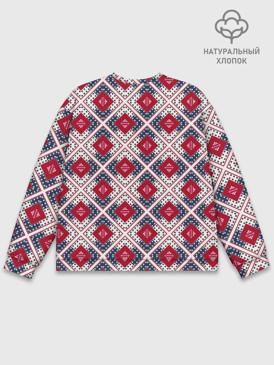 Мужской свитшот базовый / Красно-синий плед -клетка