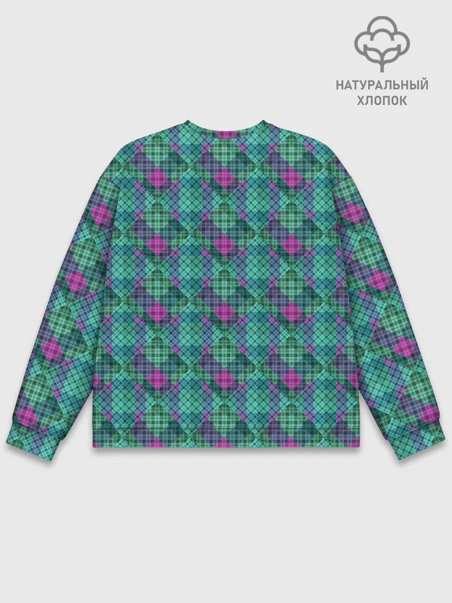 Мужской свитшот базовый / Бирюзовый клетчатый узор