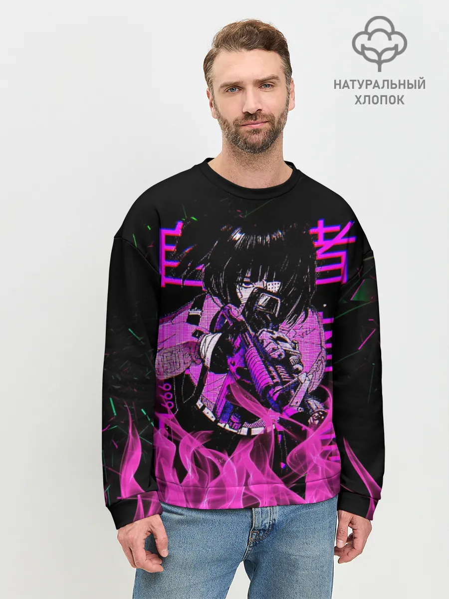 Мужской свитшот базовый / Аниме Девушка Киберпанк