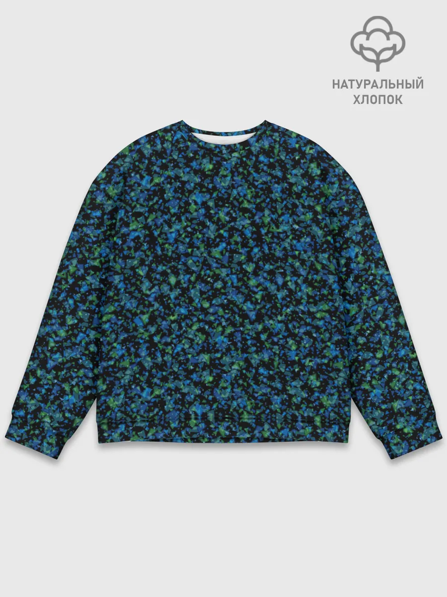 Мужской свитшот базовый / Абстрактный зелено-синий узор