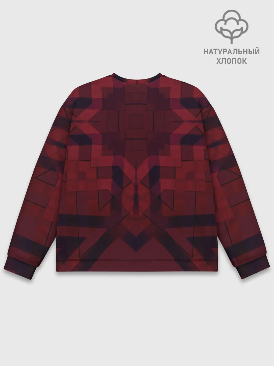 Мужской свитшот базовый / Темно-красный геометрический