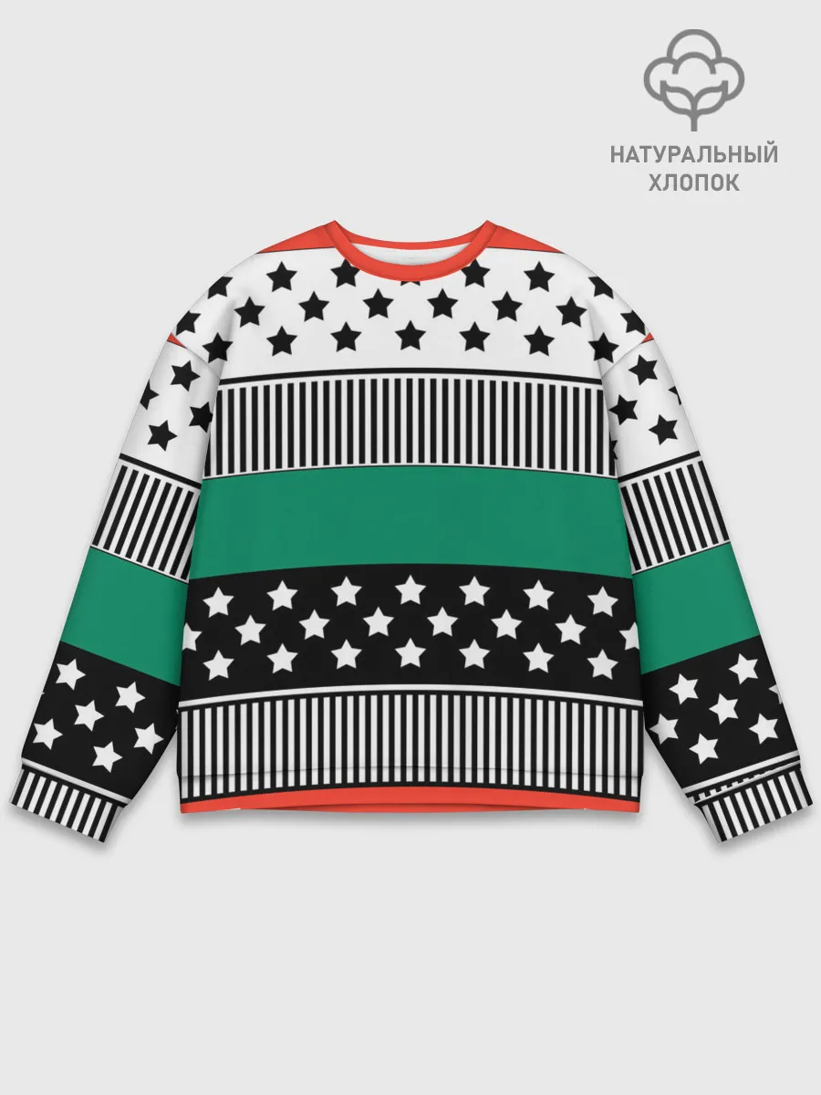 Мужской свитшот базовый / Полосатый звездный узор