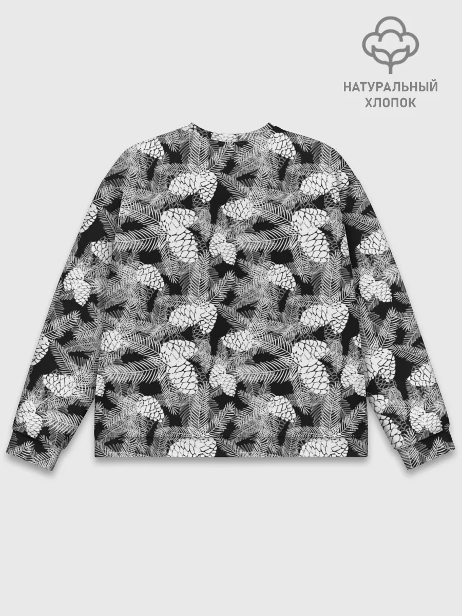 Мужской свитшот базовый / Черно-белый узор шишки