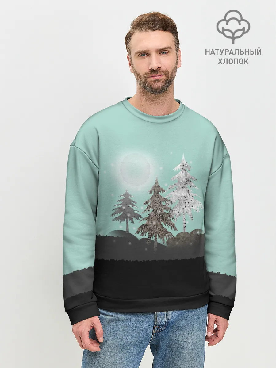 Мужской свитшот базовый / Лес. Мозаичный узор