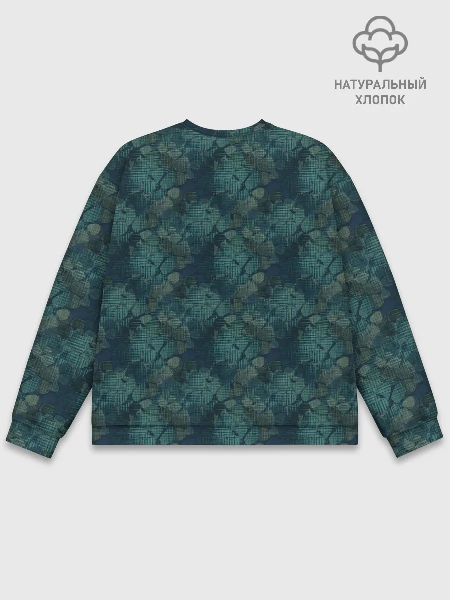 Мужской свитшот базовый / Синий абстрактный узор