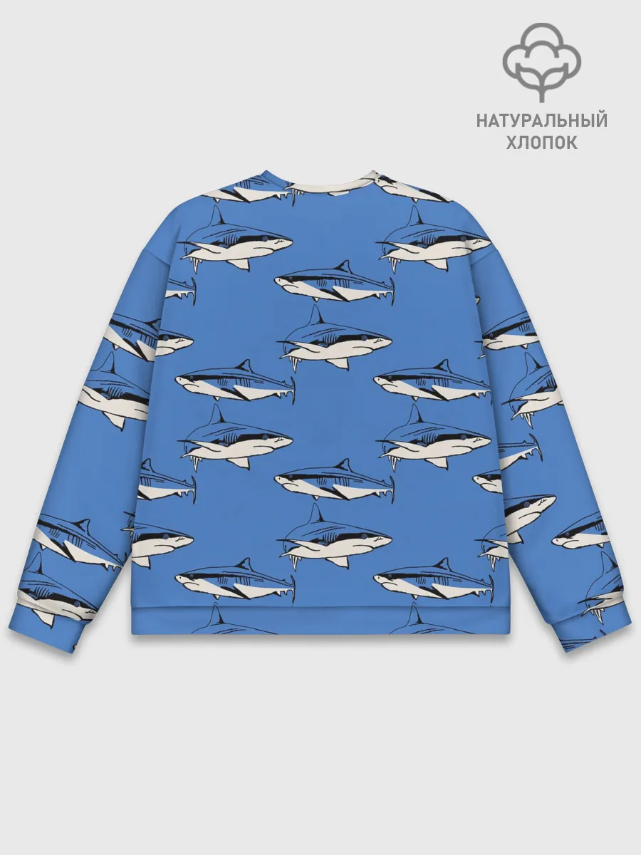 Мужской свитшот базовый / Акулы Паттерн