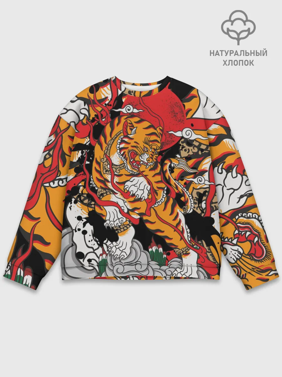 Мужской свитшот базовый / Самурайский тигр