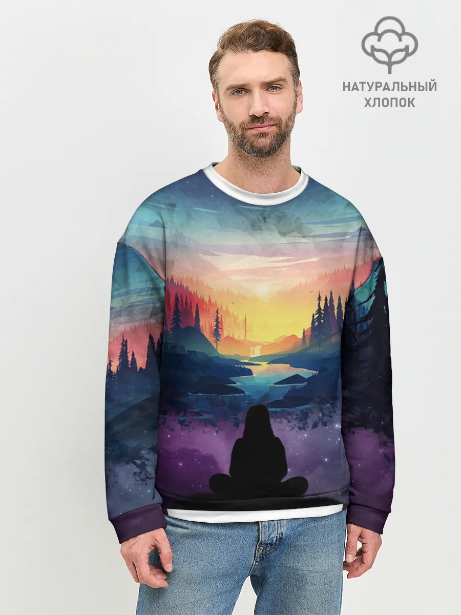 Мужской свитшот базовый / ПЕЙЗАЖ НАД ЗВЕЗДАМИ