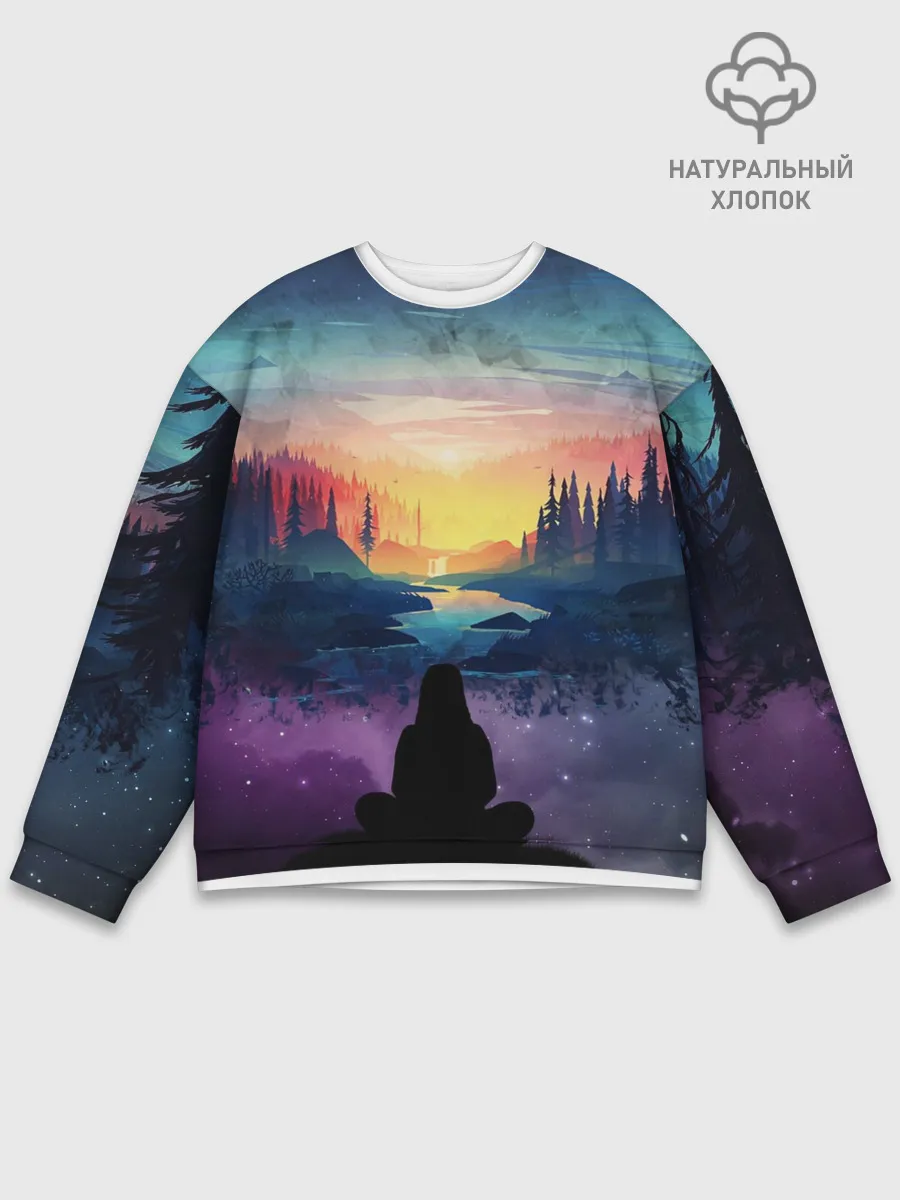 Мужской свитшот базовый / ПЕЙЗАЖ НАД ЗВЕЗДАМИ