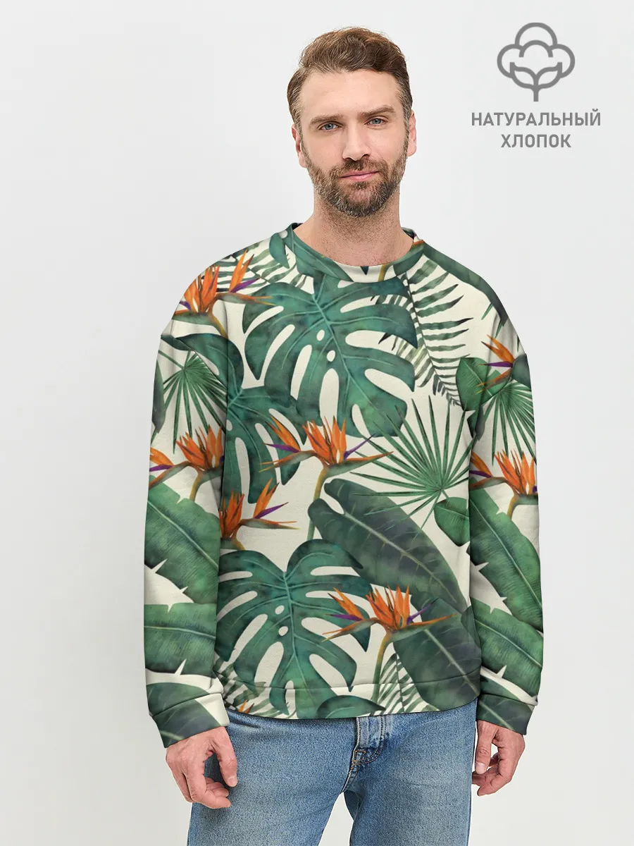 Мужской свитшот базовый / Тропический паттерн