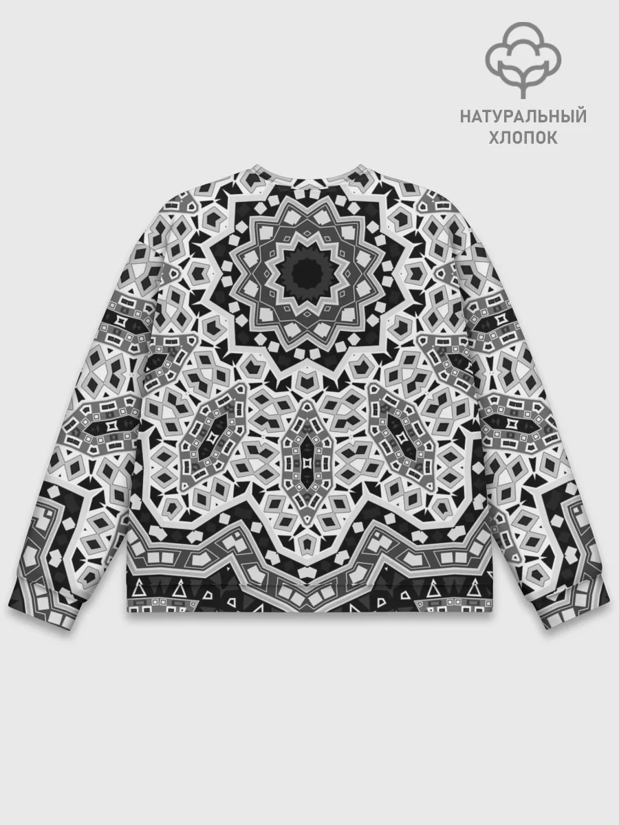 Мужской свитшот базовый / Черно-белый орнамент