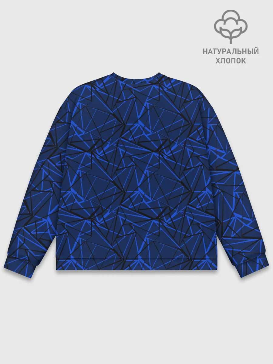 Мужской свитшот базовый / Черно-синий геометрический