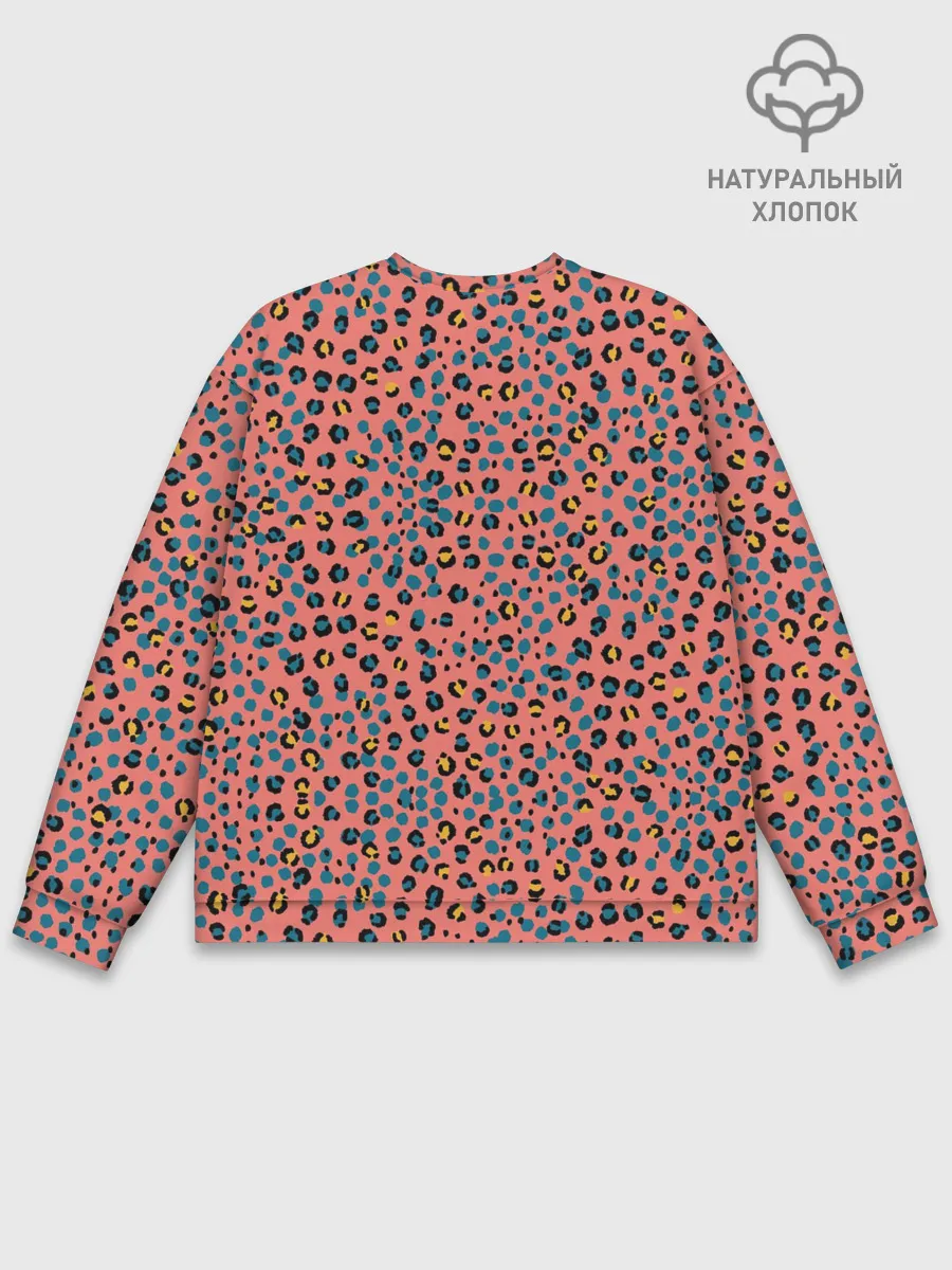 Мужской свитшот базовый / Леопардовый принт на розовом