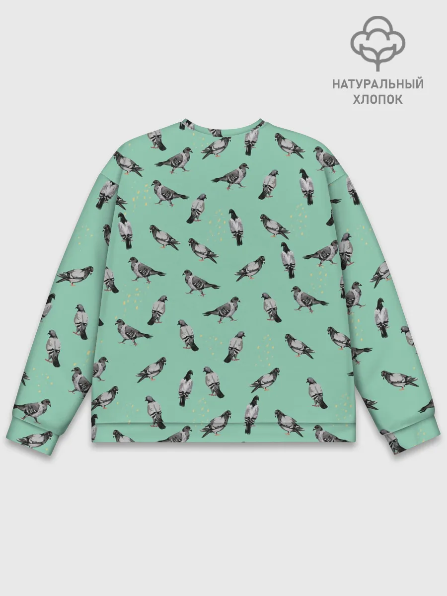 Мужской свитшот базовый / Голуби на зеленом