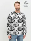 Мужской свитшот базовый / Черно-белый абстрактный узор