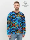 Мужской свитшот базовый / Желто-синий абстрактный узор
