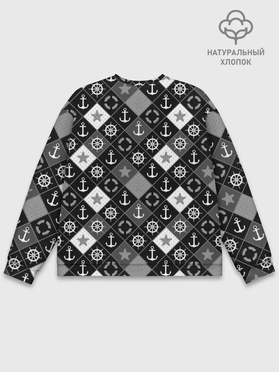 Мужской свитшот базовый / Черно-белый морской плед