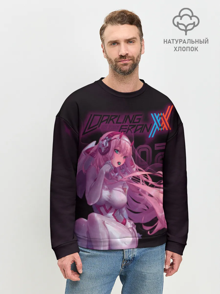 Мужской свитшот базовый / Zero Two в наушниках