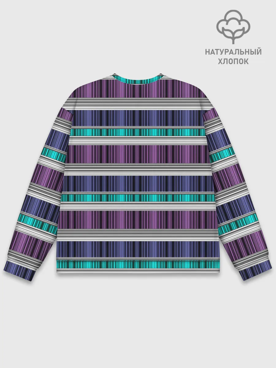Мужской свитшот базовый / Бирюзово-сиреневый полосатый