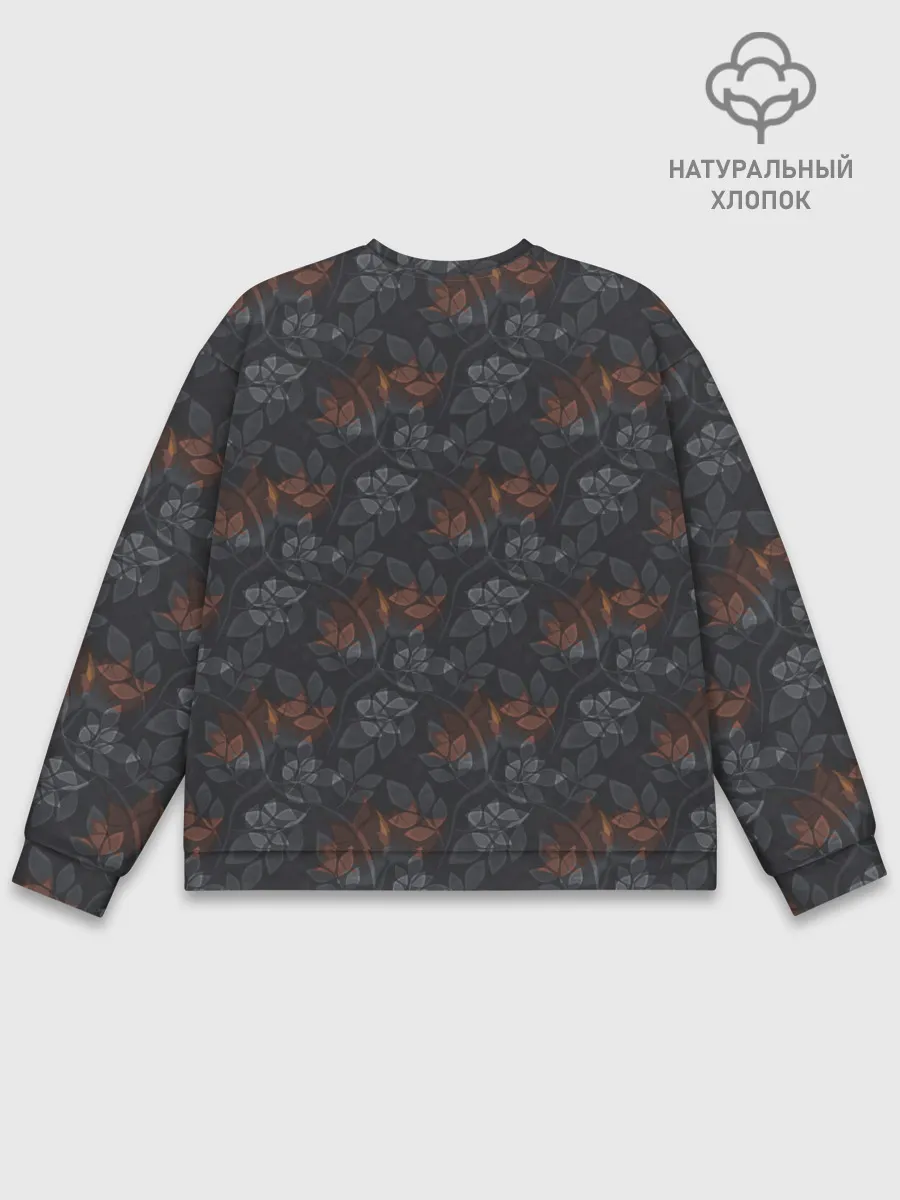 Мужской свитшот базовый / Серо-коричневый цветочный узор