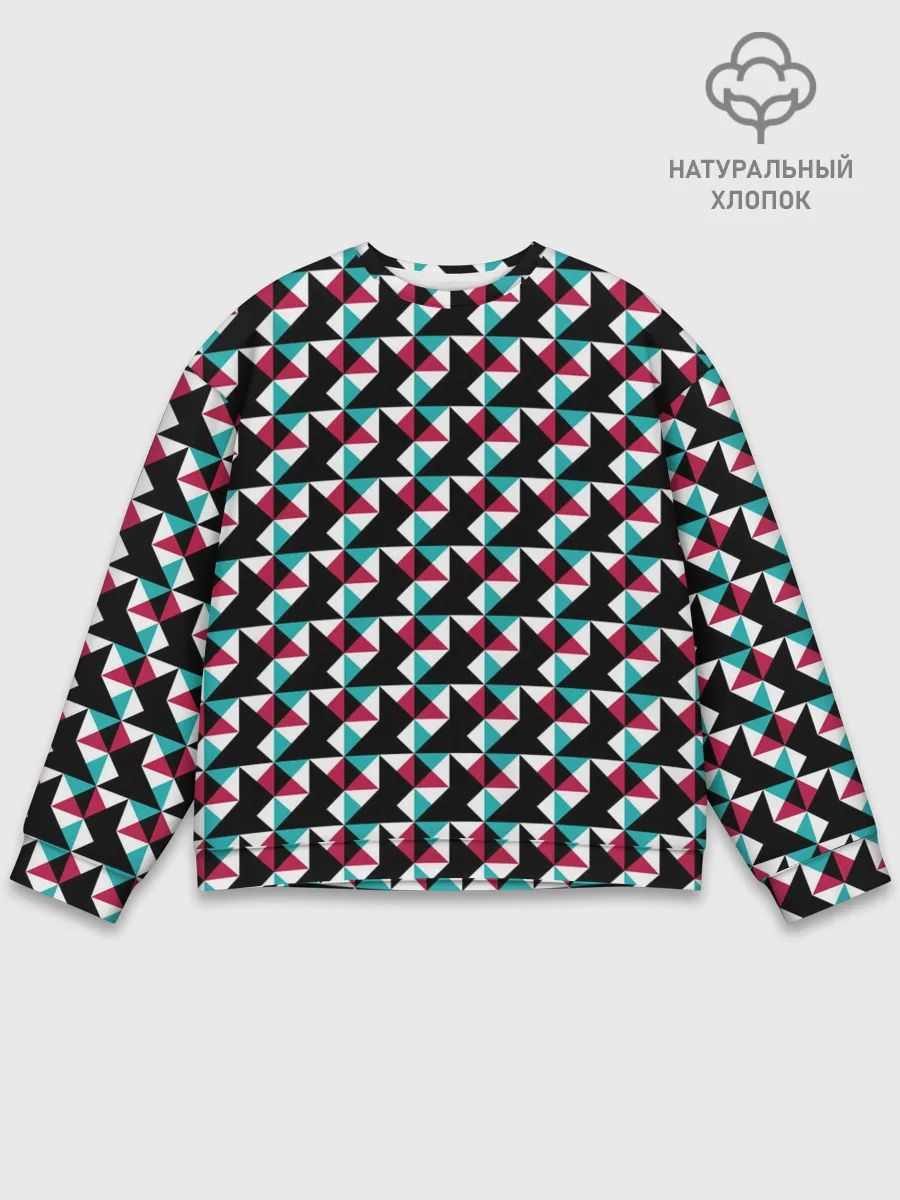 Мужской свитшот базовый / Красно-черный абстрактный узор