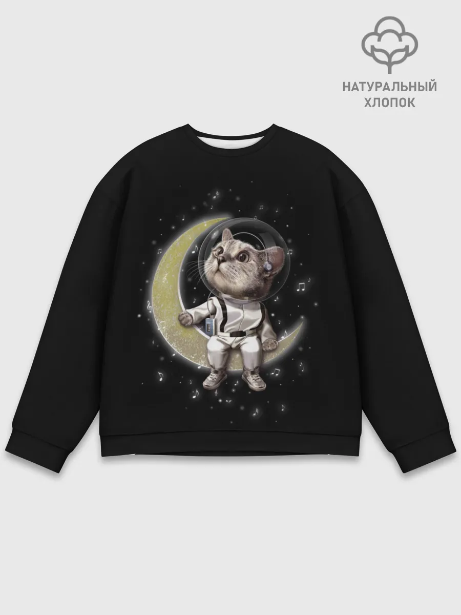 Мужской свитшот базовый / КОТИК НА ЛУНЕ