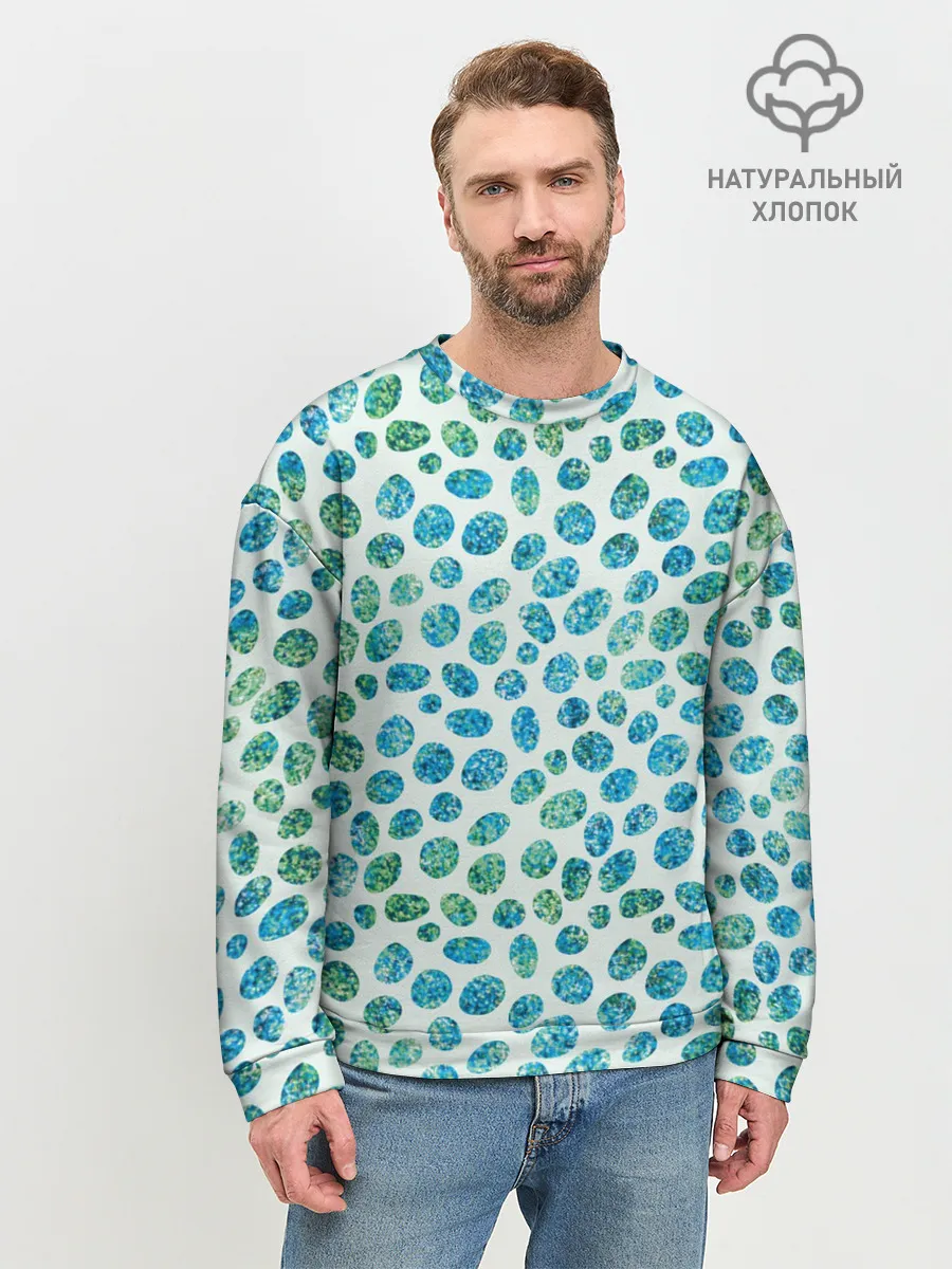 Мужской свитшот базовый / Драгоценные зеленые камешки