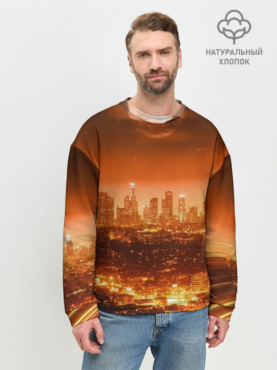Мужской свитшот базовый / Закат в Нью Йорке