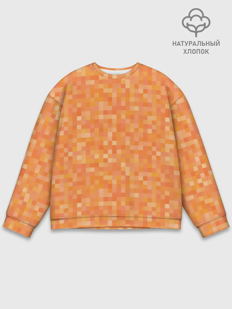Мужской свитшот базовый / Оранжевая пиксель абстракция