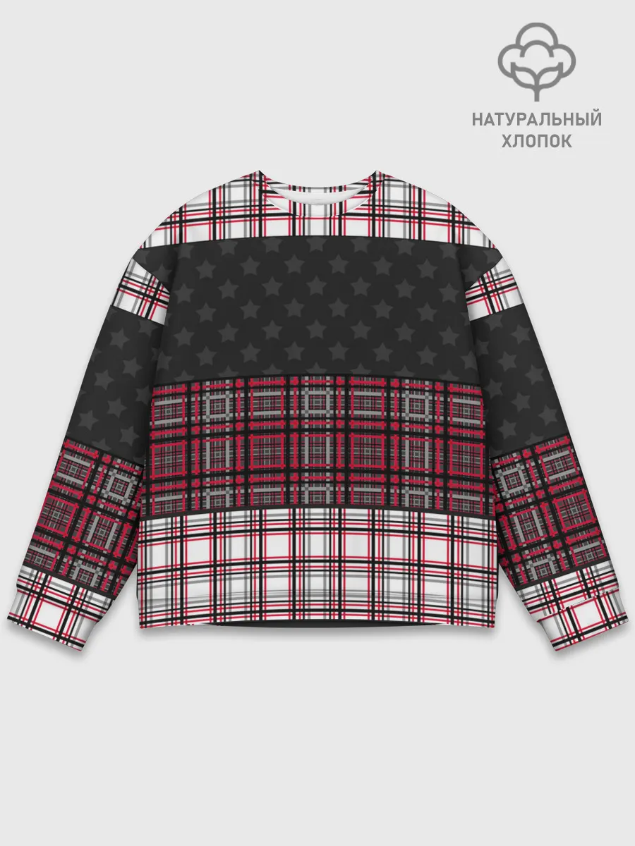 Мужской свитшот базовый / Комбинированный красно-серый