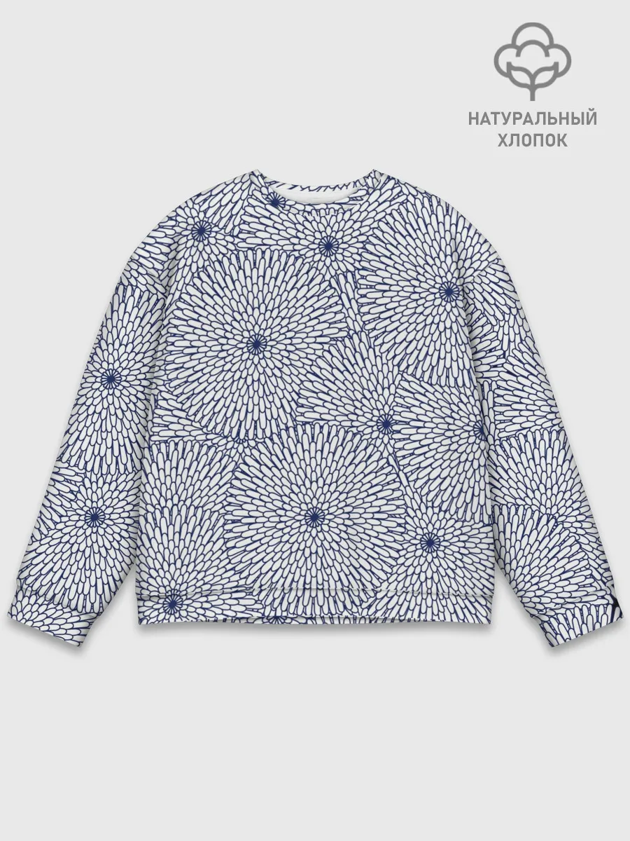 Мужской свитшот базовый / БЕЛЫЕ ХРИЗАНТЕМЫ | ПАТТЕРН