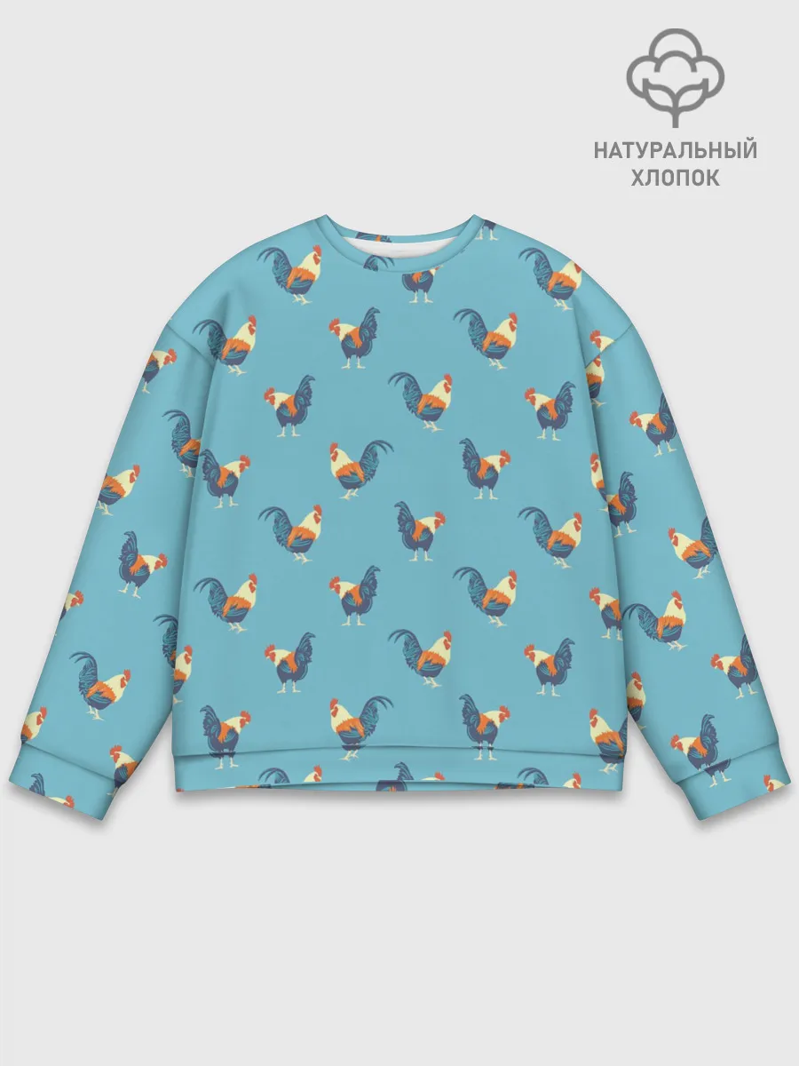 Мужской свитшот базовый / Петушки паттерн