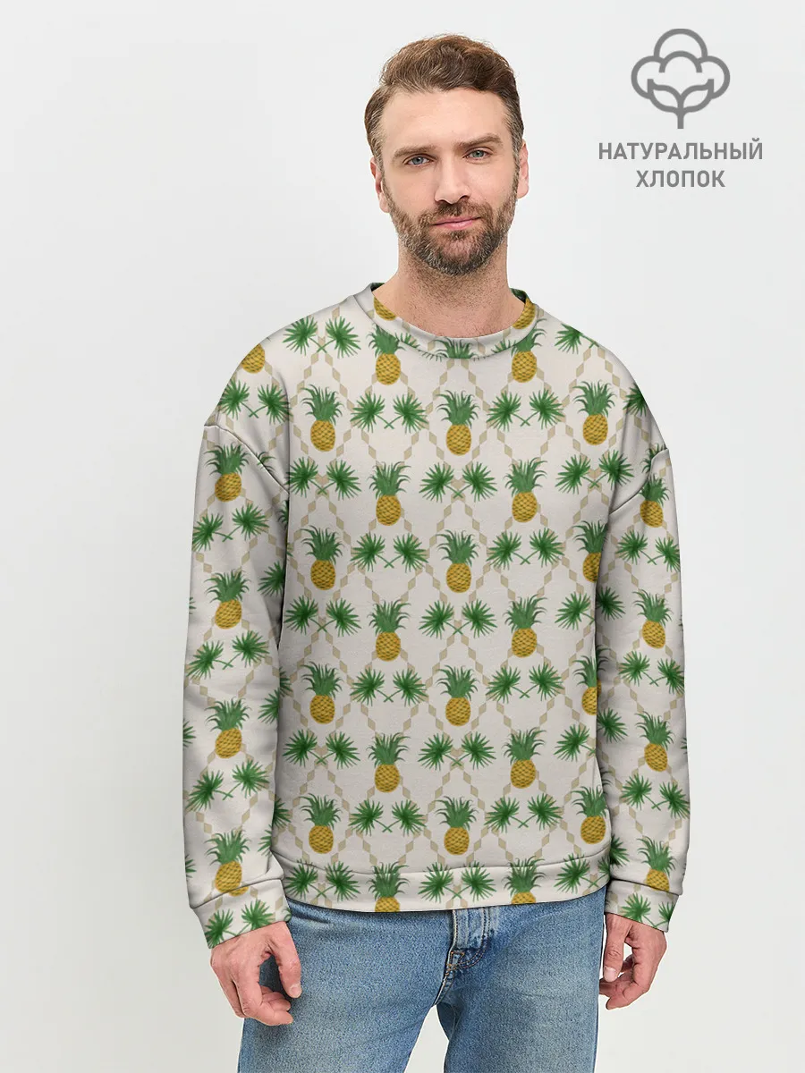 Мужской свитшот базовый / Узор ретро Ананасы