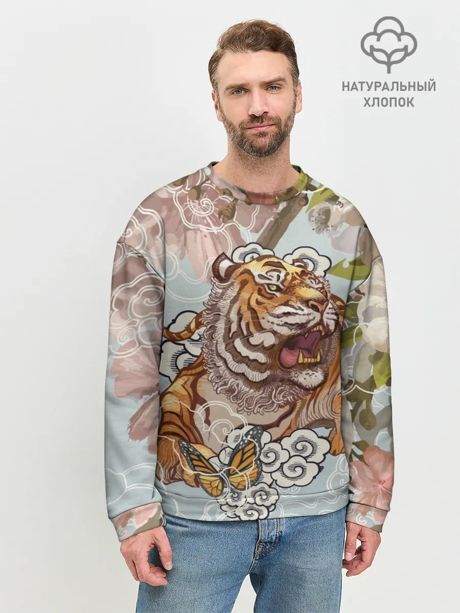 Мужской свитшот базовый / Тигр в облаках