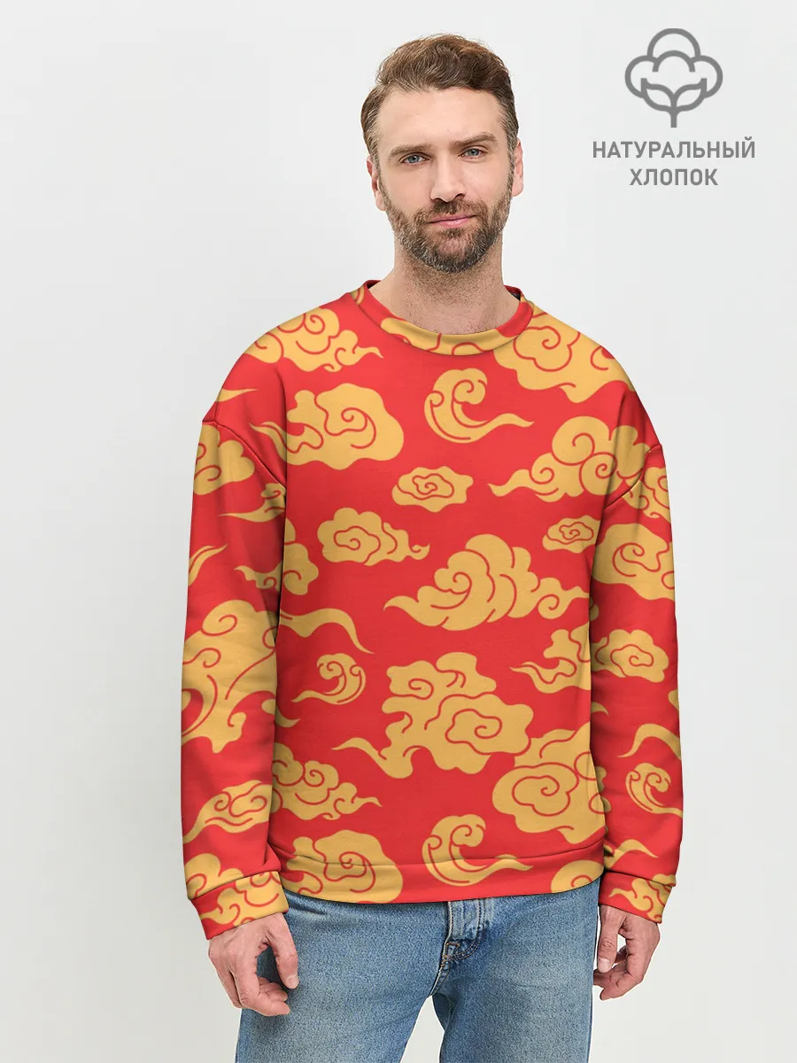 Мужской свитшот базовый / Западный узор облаков