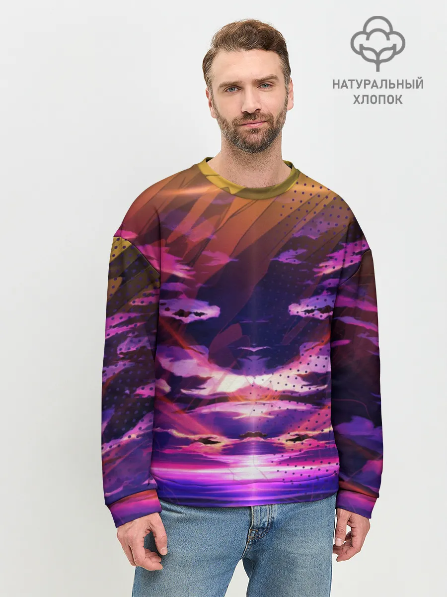 Мужской свитшот базовый / Закат. Облака