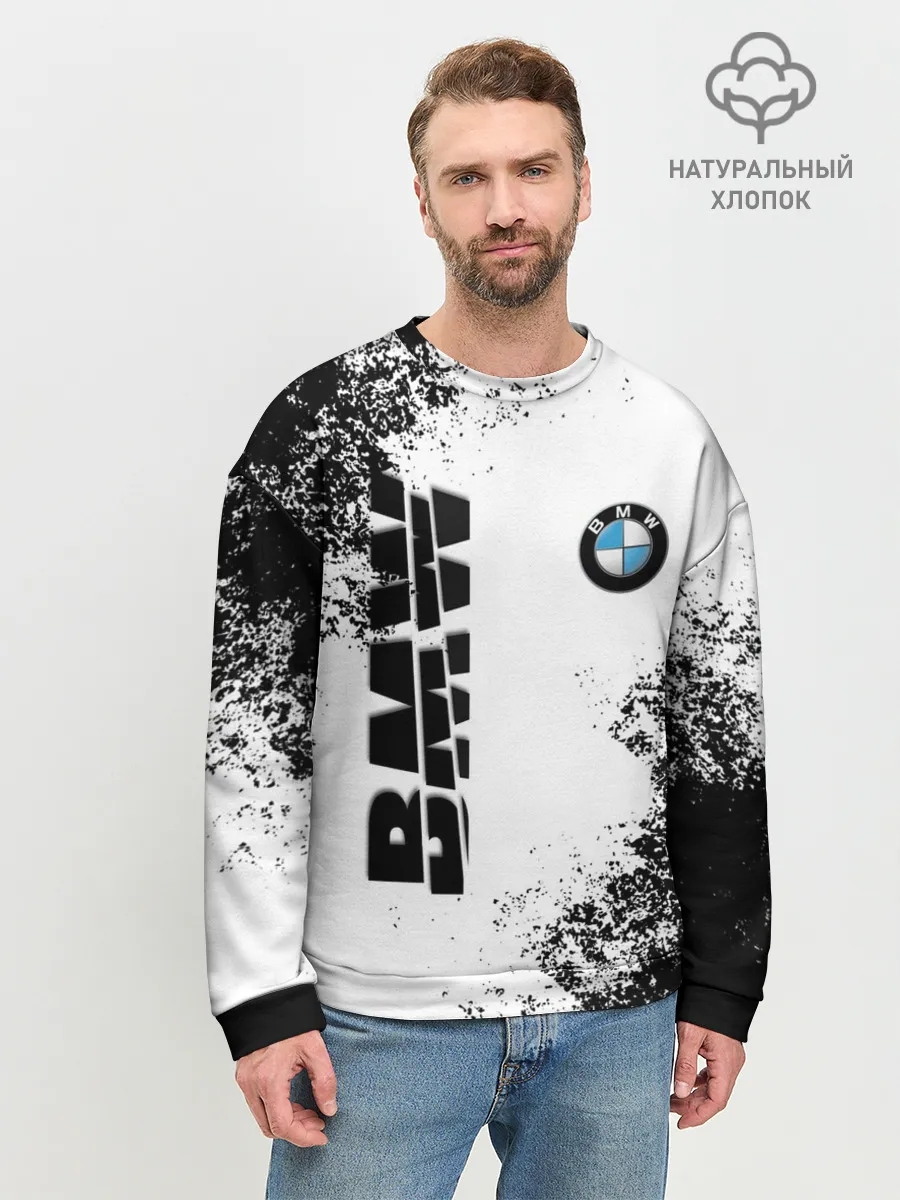 Мужской свитшот базовый / BMW | БМВ РАЗРЕЗАННОЕ ЛОГО