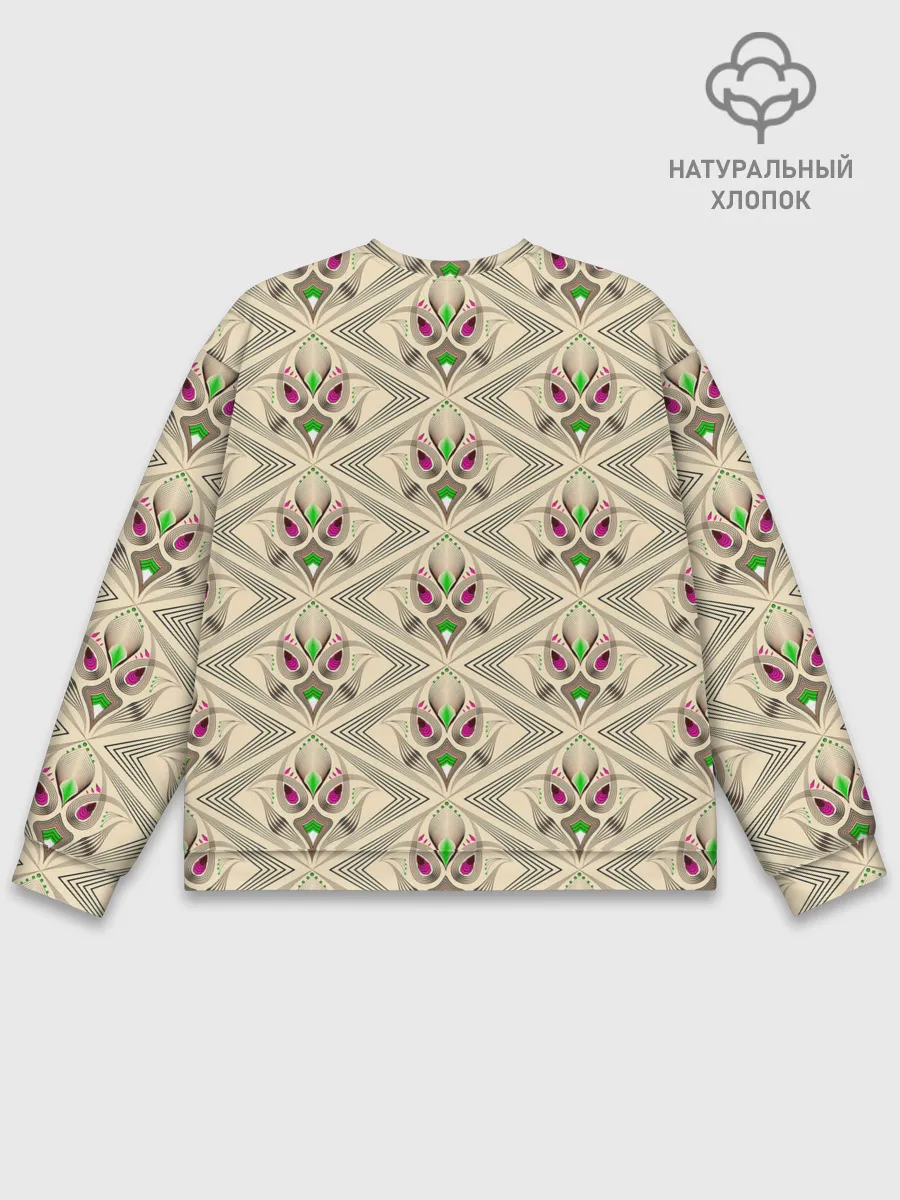 Мужской свитшот базовый / Арт деко на бежевом фоне