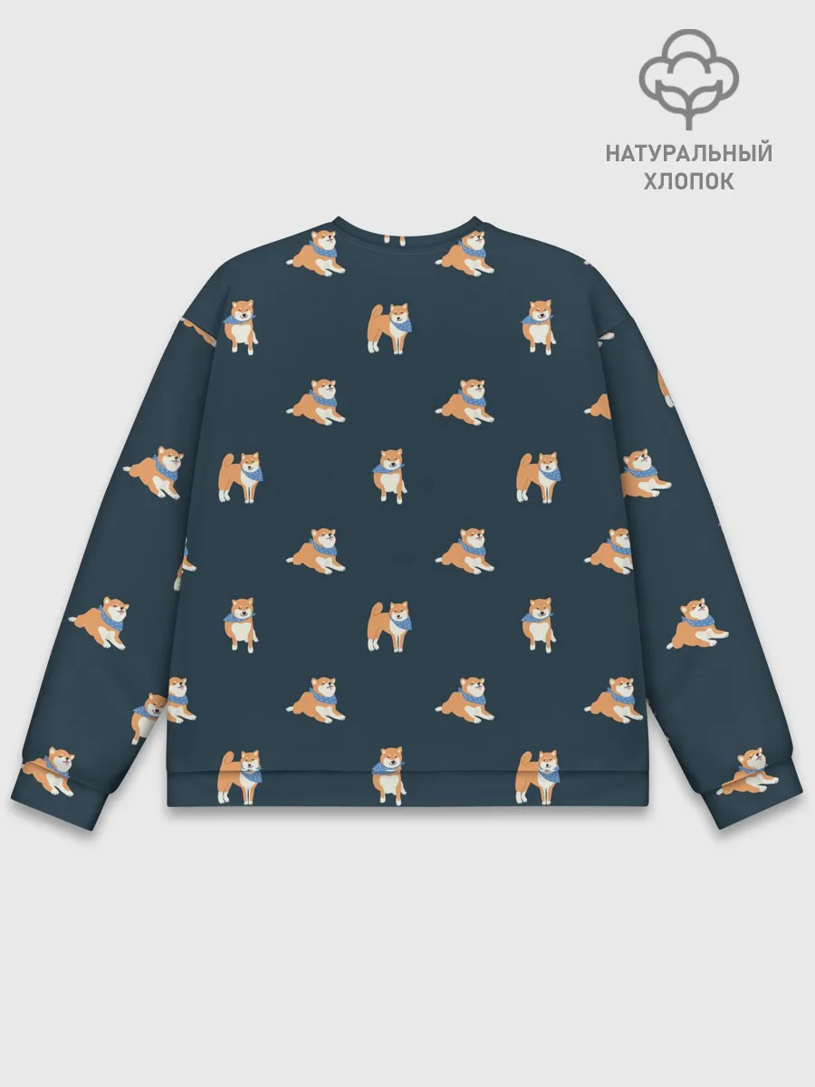 Мужской свитшот базовый / Шиба ину паттерн