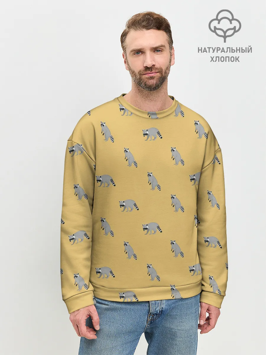 Мужской свитшот базовый / Еноты паттерн