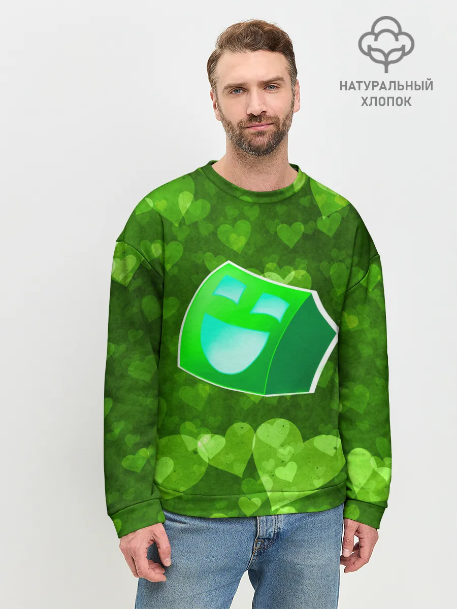 Мужской свитшот базовый / Geometry Dash | Green Love