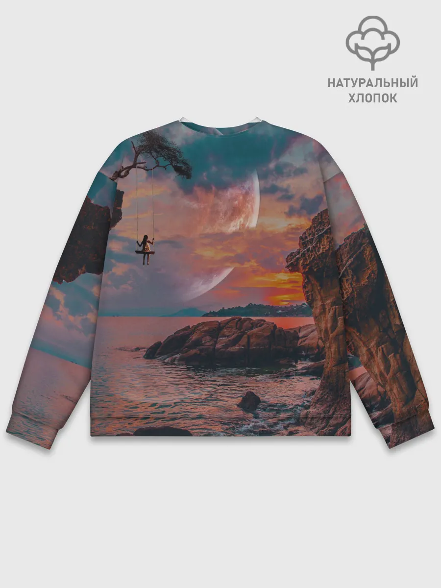 Мужской свитшот базовый / закат на качелях