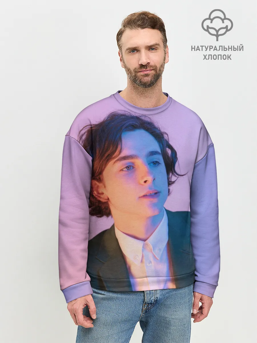 Мужской свитшот базовый / Timothee Chalamet розовый градиент