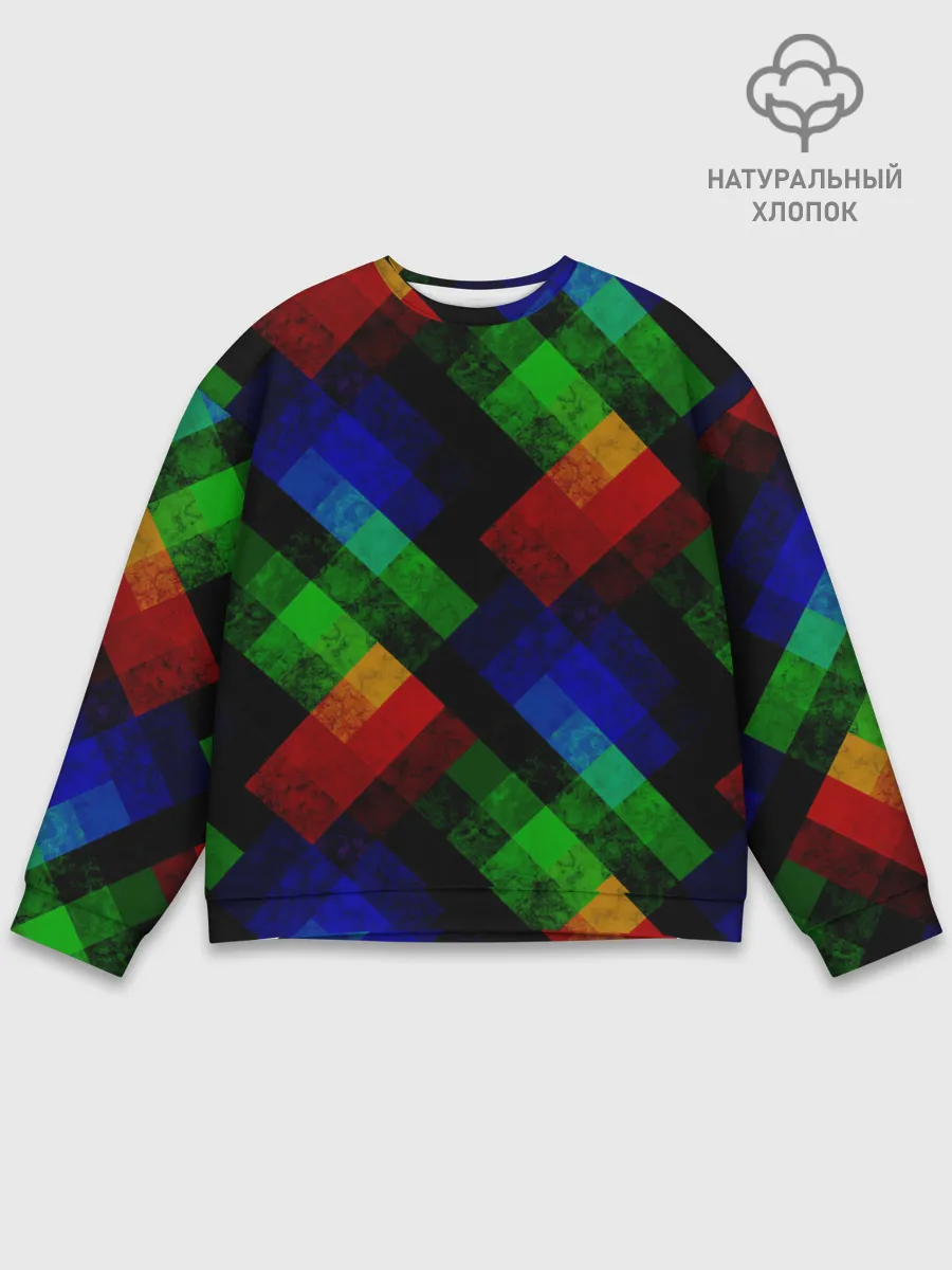 Мужской свитшот базовый / Разноцветный мраморный узор
